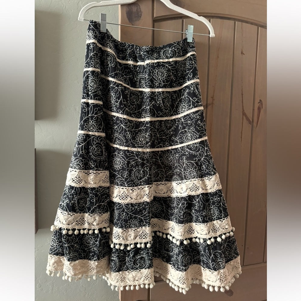 Double D Ranch Black and Cream Tiered Maxi Skirt